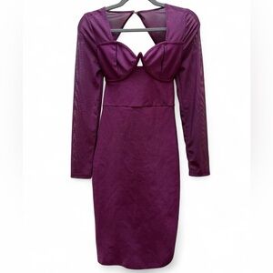 Fashion Nova Burgundy Bodycon Mini Dress Size Small Sexy Clubwear Bandage Dress